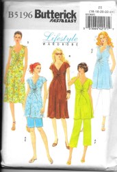 5196 SO EZ MATERNITY TWIST TOP DRESS SHORTS PANTS PATTERN 8-14